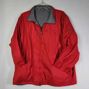 Fleet Street Reversible Jacket Women’s Size 1X Red Grey Raincoat Wind No Hood